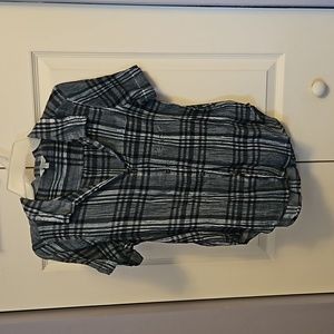 Lucky Brand Greyish Blue Plaid Short sleeve button down Small